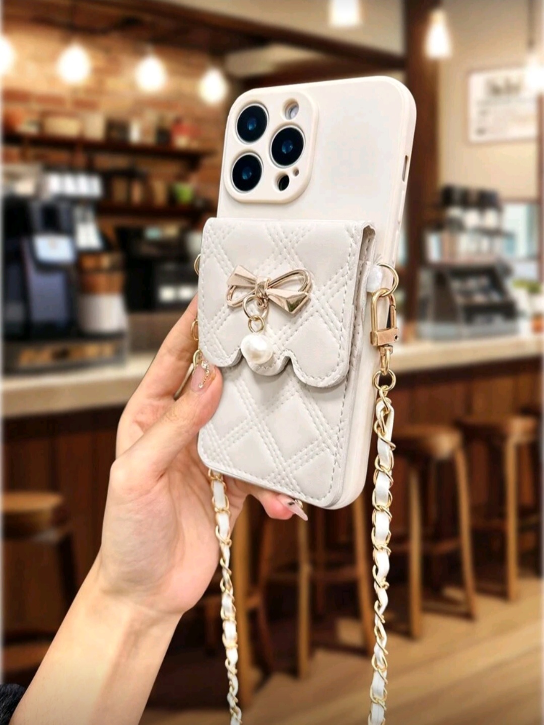 Coque girly style Sac bandoulière avec perles