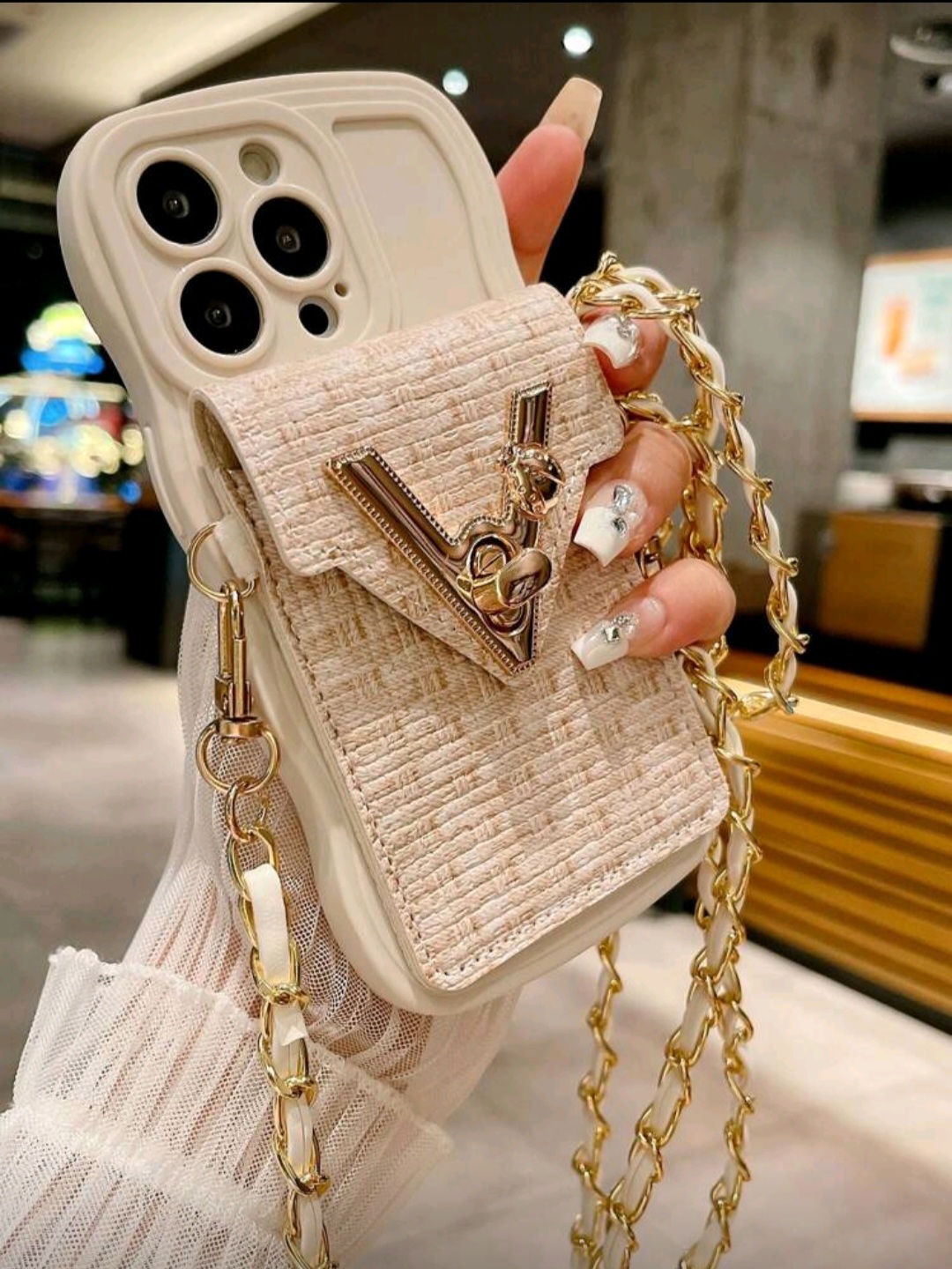 Coque porte-cartes avec perles